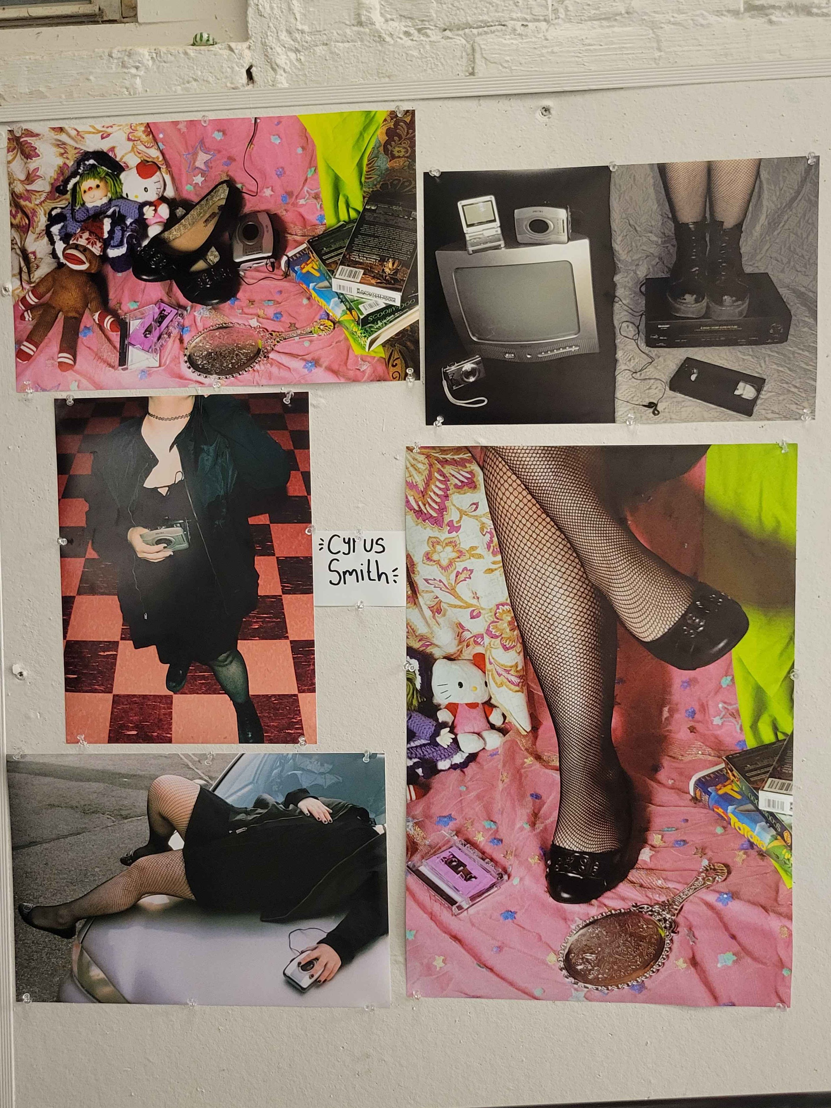 Picture of a series of images on a wall.