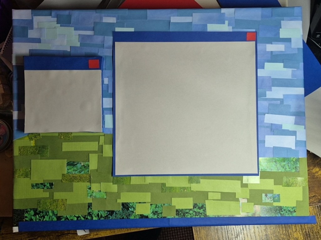 Picture of hand-cut paper collage of an old computer.